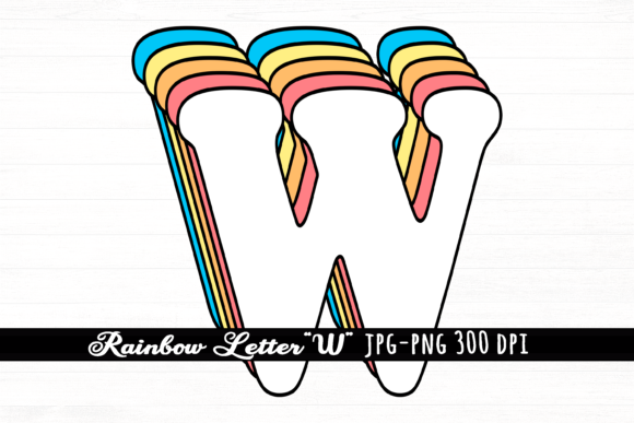 Download Letter W Rainbow Initial Cute Retro Font - Letter Collection