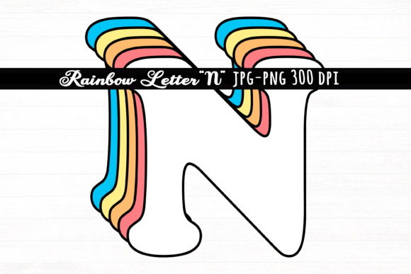 Download Letter N Rainbow Initial Cute Retro Font - Letter Collection