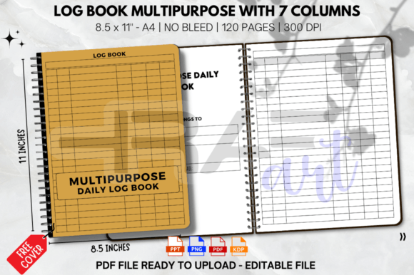 Download Log Book Multipurpose with 7 Columns KDP - Multipurpose Collection